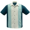 Steady Clothing Atomic Mad Men Rockabilly Teal Bowling Button Down Shirt ST35309