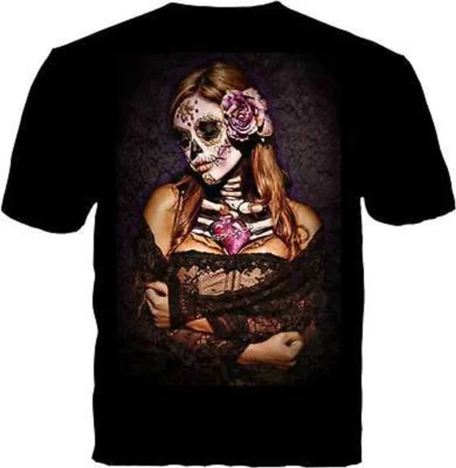 Daveed Benito Day Of The Dead Lace Sexy Beautiful Sugar Skull Artwork Tee Shirt -Reelwear Shop 0b9d661d b170 53c1 8de5 a3563787a2ee 52439.1557380110