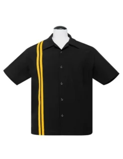 Steady Clothing V8 Racer Gold Rockabilly Bowling Button Down Shirt ST35006