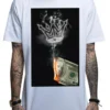 Mafioso Money To Burn Fire Hundred Dollar Bills Urban Ink White Men's Tee Shirt