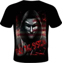 Gda Get Down Art F**K The System Conspiracy Government Mask Flag T Shirt Dba36