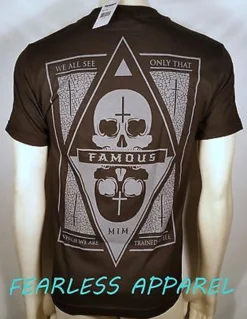 FAMOUS STARS & STRAPS 2 SIDES SKULL URBAN SKATE HIPHOP RAP T TEE SHIRT S-2XL