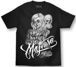 Mafioso Skully Gangster Girl Skeleton Punk Goth Rock Urban Tattoo T Shirt M-4Xl