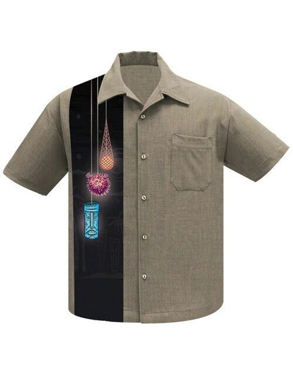 Steady Clothing Tiki Lights Herb Rockabilly Bowling Button Down Shirt ST35472 1 Steady Clothing Tiki Lights Herb Rockabilly Bowling Button Down Shirt ST35472