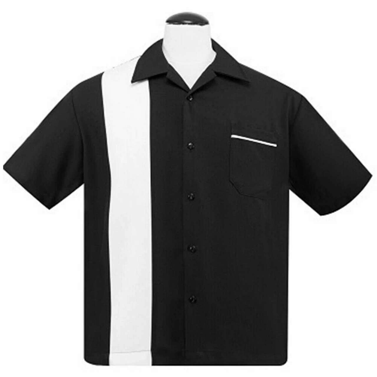 Steady Clothing Poplin Single Panel White Button Down Bowling Work Shirt ST37090 1 Steady Clothing Poplin Single Panel White Button Down Bowling Work Shirt ST37090