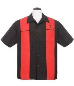 Steady Clothing Classy Piston Red Rockabilly Bowling Button Down Shirt ST35327