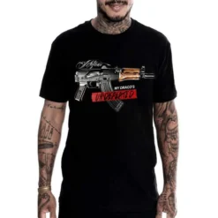 Mafioso Draco Undefeated Semi Automatic Pistol Guns Gangster Urban Black T Shirt