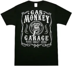 Gas Monkey Garage Filigree Blood Sweat Beers Fast Loud Dallas Texas T Tee Shirt