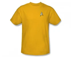 Authentic Star Trek Classic Command Uniform Gold Logo T Shirt S M L Xl 2Xl 3Xl