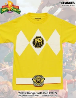 Mighty Morphin Power Rangers Yellow Ranger Superhero Halloween Costume T Shirt