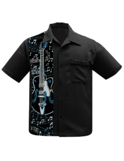 Steady Clothing Guitar Panel Rockabilly Music Bowling Button Down Shirt ST35471