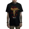 Mafioso Uzi Prayers Crucifix Jesus Guns Rose Petals Gangster Urban Black T Shirt