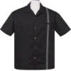 Steady Clothing The Six String Guitar Bowling Black Button Down Shirt ST35012
