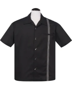 Steady Clothing The Six String Guitar Bowling Black Button Down Shirt ST35012