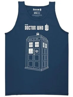 AUTHENTIC DR DOCTOR WHO LINEAR TARDIS TV SHOW BLUE MENS TANK SHIRT S M L XL 2XL