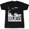 The X-Files I Want To Believe Flying Saucer UFO Skully Mulder TV T Shirt XF0003
