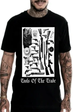 Mafioso Tools Of The Trade Guns Masks Handcuffs Gangster Urban Tattoos T Shirt