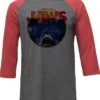 AUTHENTIC JAWS OMG AGAIN RUSTY RED RAGLAN SHARK MOVIE SHIRT S M L XL 2XL