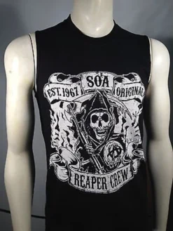 AUTHENTIC SONS OF ANARCHY SMOKE & BANNER SOA MUSCLE T SHIRT S M L XL 2XL 3XL