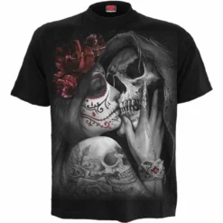 Spiral Dead Kiss Goth Death Grim Reaper Specter Fantasy Skeleton Shirt D076M101