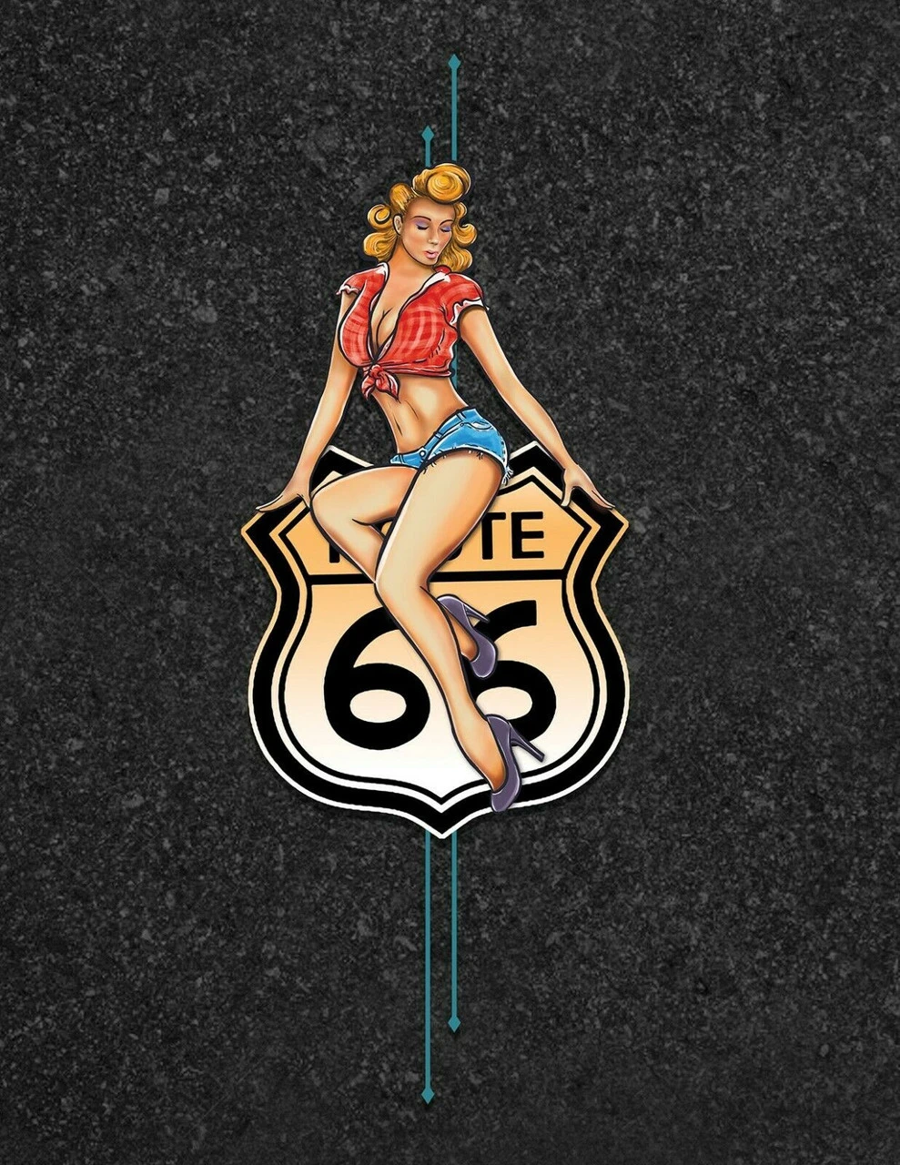 Steady Clothing Route 66 Pin Up Rockabilly Bowling Button Down Shirt ST35473-PAC 2 Steady Clothing Route 66 Pin Up Rockabilly Bowling Button Down Shirt ST35473-PAC - Image 2