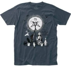 Impact The Nightmare Before Christmas Graveyard Jack Sally Tim Burton T Shirt NBC06
