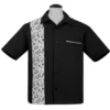 Steady Clothing Music Note Black Rockabilly Bowling Button Down Shirt ST35614