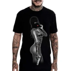 Mafioso Goonette Burglar Gangster Streetwear Sexy Woman Tattoos Urban T Shirt