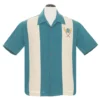 Steady Clothing Tropical Itch Teal Bowling Rockabilly Button Down Shirt ST35582