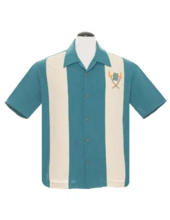 Steady Clothing Tropical Itch Teal Bowling Rockabilly Button Down Shirt ST35582