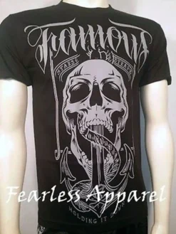 FAMOUS STARS & STRAPS HOLDING IT DOWN SKULL ANCHOR PUNK URBAN T TEE SHIRT S-2XL