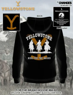 Yellowstone For The Ride Dutton Ranch Logo Horses Western Pullover Hoodie 66-80