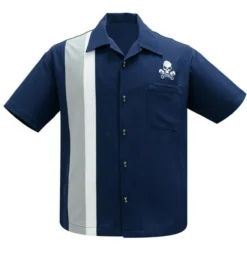 Steady Clothing Skull Piston Racer Rockabilly Bowling Button Down Shirt ST35644