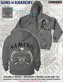 RARE SONS OF ANARCHY SOA SAMCRO CROSSED GUNS CHARCOAL SICKLE REAPER HOODIE S-3XL -Reelwear Shop 6ed62fa9 ea75 5d75 aff9 a0ce66898ae2 39781.1556768954