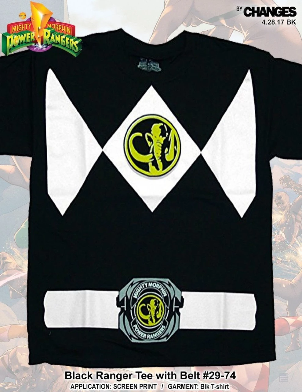 Mighty Morphin Power Rangers Black Ranger Superhero Halloween Costume T Shirt 1 Mighty Morphin Power Rangers Black Ranger Superhero Halloween Costume T Shirt