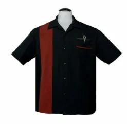 Steady Clothing V8 Classic Black Rust Bowling Rockabilly Button Up Shirt ST35613
