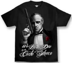 Mafioso Silencer Mafia Gun Pistol Live And Die Urban Mens Black Shirt MTMM52007