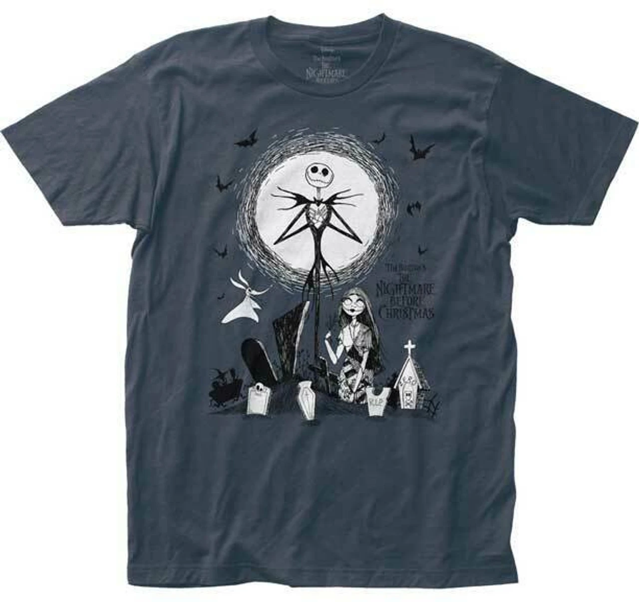 Impact The Nightmare Before Christmas Graveyard Jack Sally Tim Burton T Shirt NBC06 2 Impact The Nightmare Before Christmas Graveyard Jack Sally Tim Burton T Shirt NBC06 - Image 2