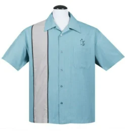 Steady Clothing Palm Springs Cocktail Blue Bowling Button Down Shirt ST35618