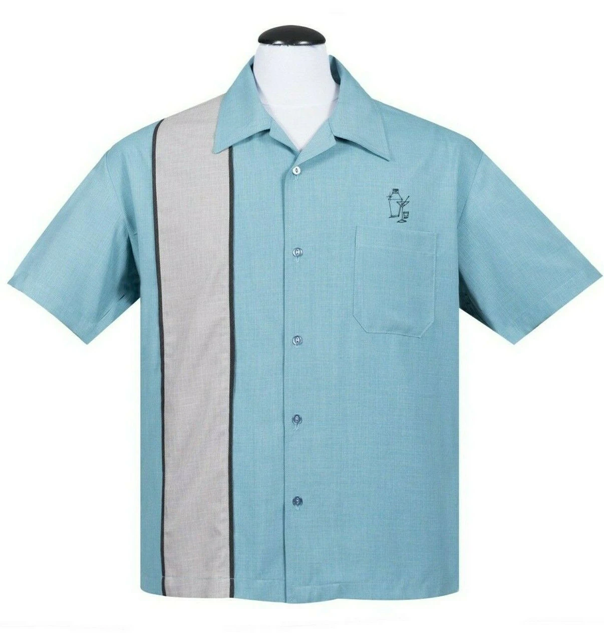 Steady Clothing Palm Springs Cocktail Blue Bowling Button Down Shirt ST35618 1 Steady Clothing Palm Springs Cocktail Blue Bowling Button Down Shirt ST35618