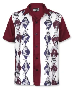 Liquor Brand Vegas Retro Pinup Rockabilly Bowling Button Down Shirt LB-MBS-19006