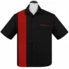 Steady Clothing Poplin Single Panel Red Black Button Down Bowling Shirt ST37090