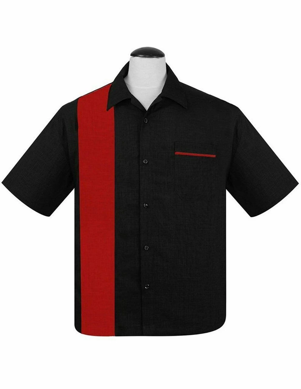 Steady Clothing Poplin Single Panel Red Black Button Down Bowling Shirt ST37090 1 Steady Clothing Poplin Single Panel Red Black Button Down Bowling Shirt ST37090
