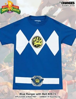 Mighty Morphin Power Rangers Blue Ranger Superhero Halloween Costume T Shirt