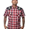 Steady Clothing Chaos Skull Crossbones Western Plaid Button Down Shirt RS31615X
