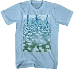 M.C. Escher Fish Pond Light Blue Trees Art Artwork Adult Men's T Tee Shirt