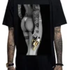 Mafioso Goldie Revolver Guns Weapons Sexy Tattooed Naked Woman Urban T Shirt