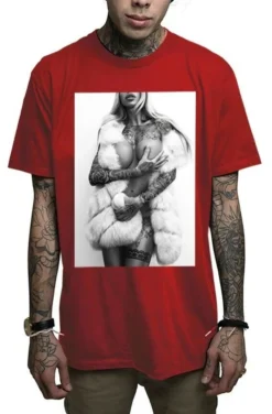 Mafioso Mob Wife Naked Tattooed Alternative Model Inked Urban Mobster T Shirt