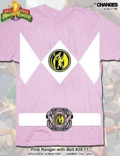 Mighty Morphin Power Rangers Pink Ranger Halloween Superhero Costume Tee Shirt