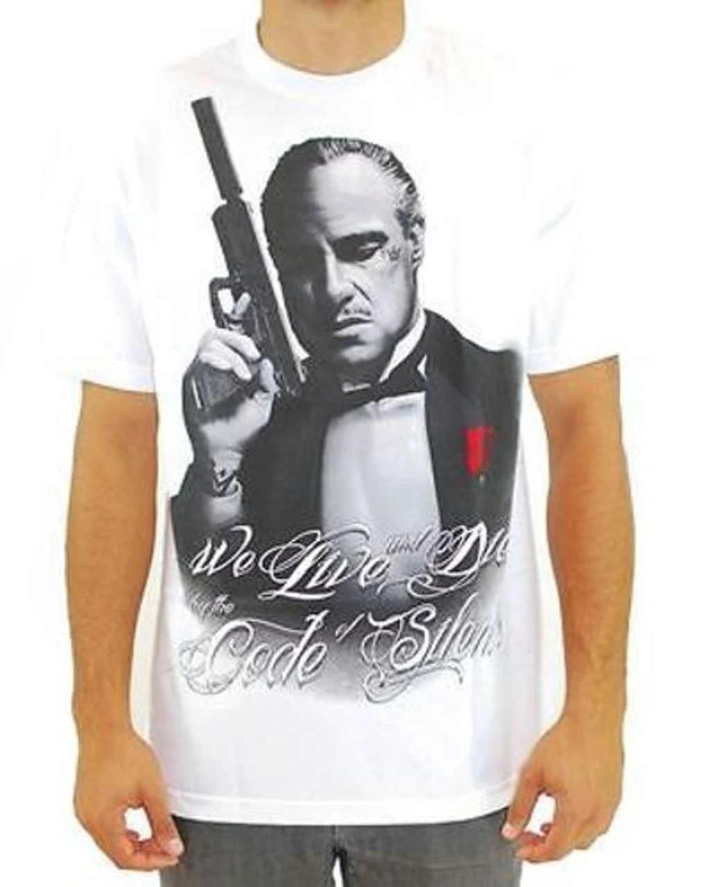 Mafioso Silencer Mafia Gun Pistol Live And Die Urban Mens White Shirt MTMM52007 3 Mafioso Silencer Mafia Gun Pistol Live And Die Urban Mens White Shirt MTMM52007 - Image 3